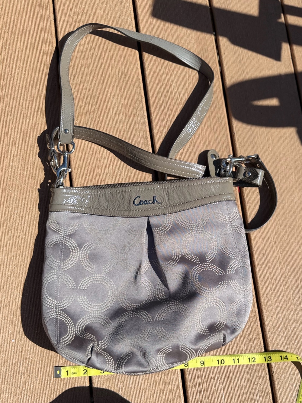Coach Gray Signature Circle Crossbody Bag